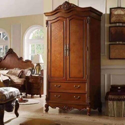 Simple American solid wood wardrobe Northern Europe simple double door armoire home storage cabinets receive cabinet