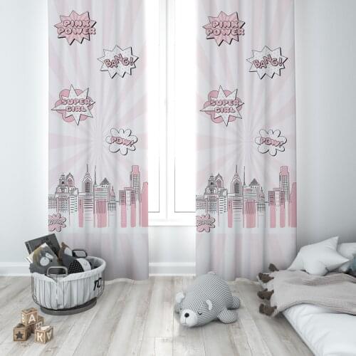 Curtains Children 3D Printed Decorative Items Home Childrens Room Light Pink Star Model 094