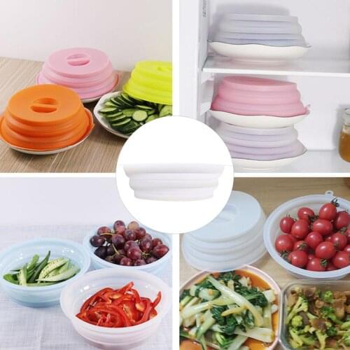 Silicone Folding Fresh Sealing Cover Heat Resistant Fridge Bowl Plate Wrap Lid Foldable Kitchen Tool Sealing Cover
