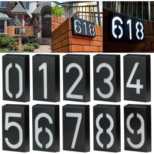 Solar Power Number LED Light Sign House Hotel Door Mailbox Plate Solar Wall Plate Door Lamp Solar Lights for Garden Decoration