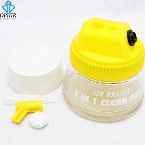OPHIR Glass Cleaning Jar for Airbrush Guns 300ml Airbrush Cleaning Pot and Stand clean for Air Brush/Airbrushing Tools _AC008