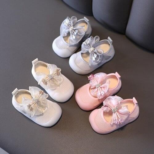 New Spring/Autumn Baby Shoes Toddler Girls Princess Shoes Butterfly-knot Soft Sole Infant Footwear Baby Casual Breathable Shoes