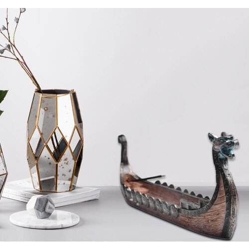 Creative Dragon Boat Incense Stick Holder Burner Hand Carved Carving Censer Ornaments Retro Incense Burners Traditional Design
