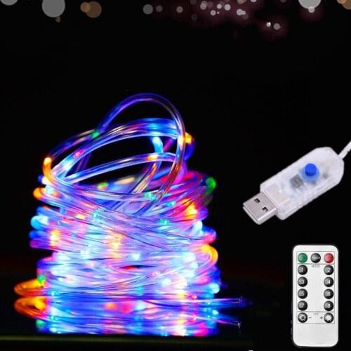 Outdoor Led Rope Lights String USB Powered with 100 LEDs IP65 Waterproof Decoration Starry Fairy Lights for Bedroom Home Garden