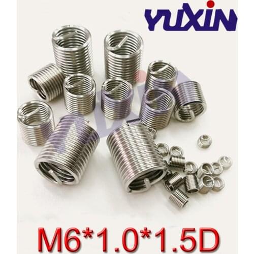 100pcs M6*1.0*1.5DWire Thread Insert Stainless Steel 304 Wire Screw Sleeve, M6 Screw Bushing Helicoil Wire Thread Repair Inserts