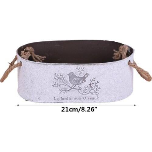 W3JE Iron Garden Plant Bucket Iron Plate Flower Plant Basket Rustic Flowers Vase Planter Holder Home Decoration Flower Pot