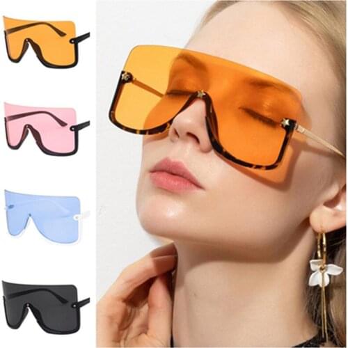 Women & Men Sunglasses Semi-Rimless Sun Glasse Siamese Lens Goggles Anti-UV Spectacles Retro Eyeglasses Adumbral A