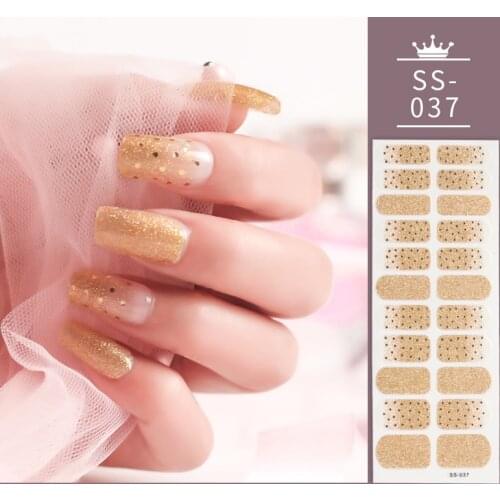 Golden Glitter Shiny Hot Nail Art Full Cover Nail Stickers Nail Decoration Last Update Nails Art Decoration Sticker for Nails