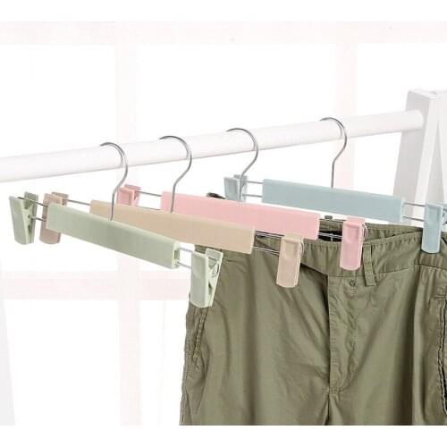 10Pcs/Lot Hangers For Clothes Plastic Trouser Hanger Kids Trousers Rack with 2 Clips Clothes Hangers for Adults Drying Racks