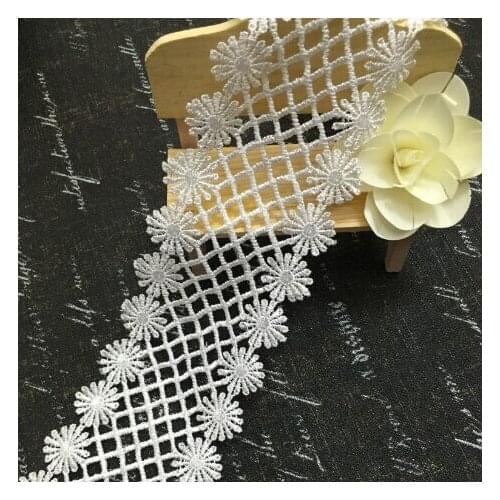 15Yards 8.8cm High Quality Embroidered Lace Trim Guipure Water Soluble Lace Ribbon Floral DIY Garment Accessories Lace Fabric