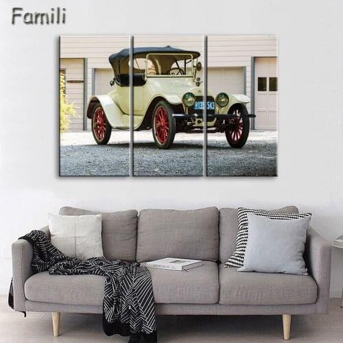3 Pcs/Set Retro Old Car Canvas Painting Classic Landscape Car Painting Printed On Canvas Wall Art Pictures hanging pictures