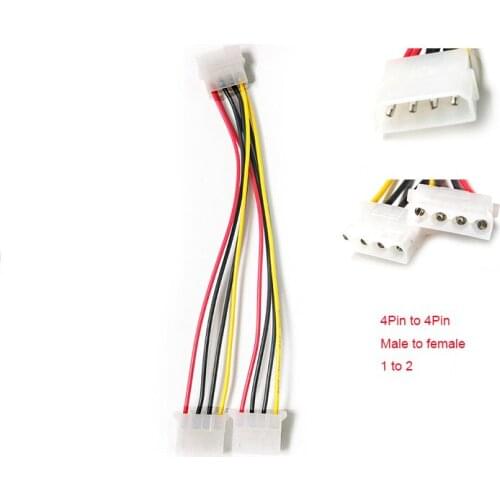 4 Pin Computer Power Supply IDE 4-pin Molex LP4 Male to 2 x Female Splitter Power Cable for PC Cooling Fan CD Driver Hard Disk