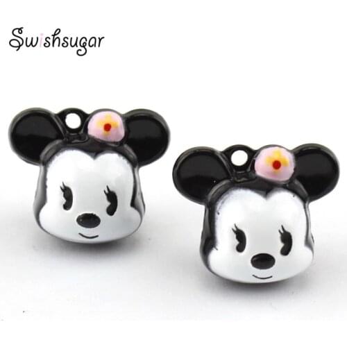 50pcs Cute Mouse Girl Jingle Bell Charms Pedant Birthday Festival Party Decoration