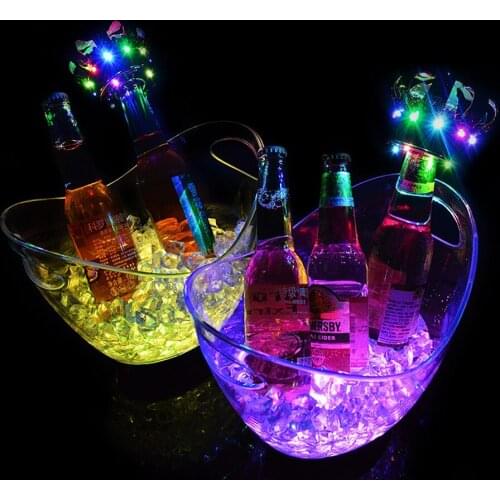 8L Rechargeable LED Ice Buckets clear Acrylic Barrel Luminous ICE Bucket Nightclubs Light Up Champagne Beer Buckets
