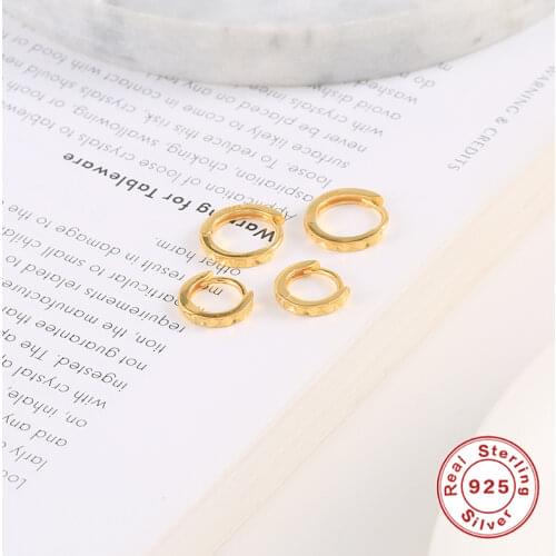 Aide 925 Sterling Silver Minimalist Diamond Shape Gold Hoop Earrings For Women Rose Red Geometric Circle Huggie Earrings 6/8mm