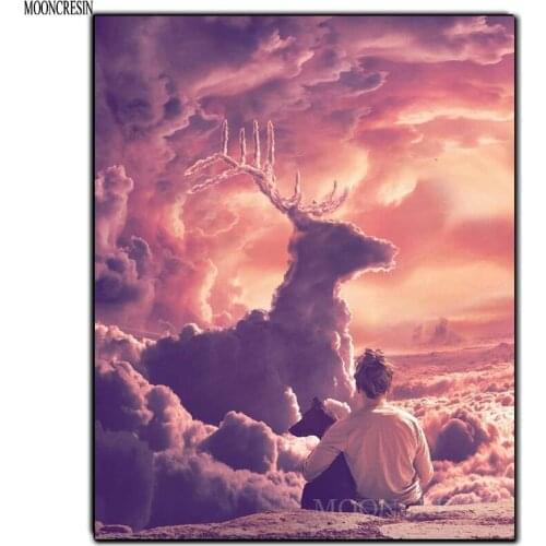 Diy Diamond Painting Cross Stitch People Watching The Cloud Needlework 3D Diamond Embroidery Full Round Mosaic Decoration Resin