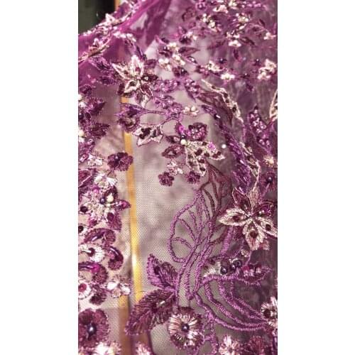 New high-end bead handmade 3D applique sequined tulle embroidery, suitable for fashionable ladies' skirts