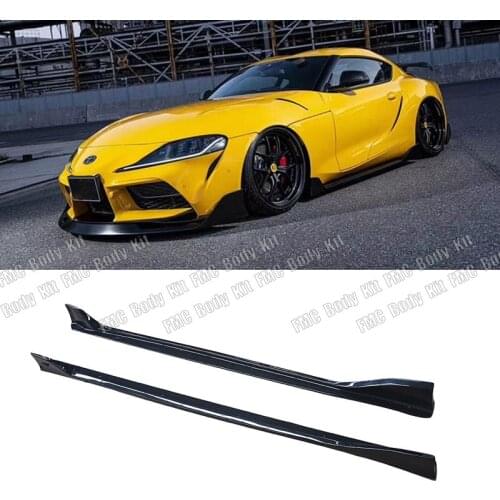 Carbon fiber Car Bumper Side Skirts Apron For Toyota Supra 2019 2020 2021 Side Skirts Apron Lip Spoiler FRP Black Car Decoration