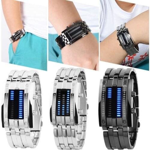 Binary LED Digital Quartz Wrist Band Matching Watch for Couple Fashion Creative LL@17