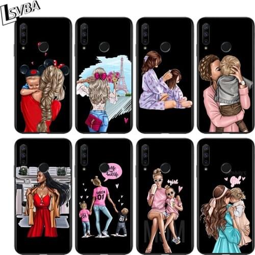 Fashion Super Baby Mom for Huawei Honor 30 20 10 9S 9A 9C 9X 8X MAX 10 9 Lite 8A 7C 7A Pro Silicone Black Phone Case