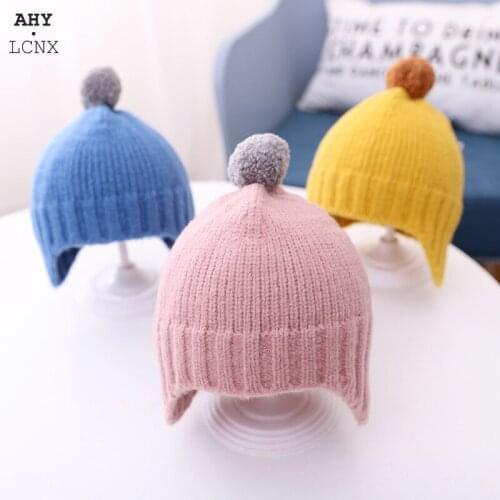 Childrens Winter Baby Hat Girl Boy Pompom Knitted Hats Kids Candy Soft Knitting Crochet Keep Warm Children Cap For Newborn Baby