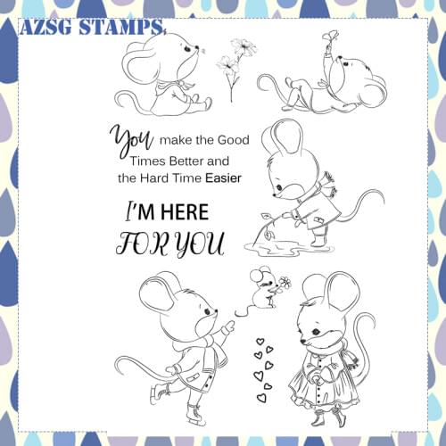 Two cute mice Transparent Clear Silicone Stamps for DIY Scrapbooking/Card Making/Kids Crafts Decoration Supplies OS-76
