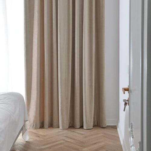 French Luxury Velvet Modern Fresh Light Beige Living Room Bedroom Living Room Curtains