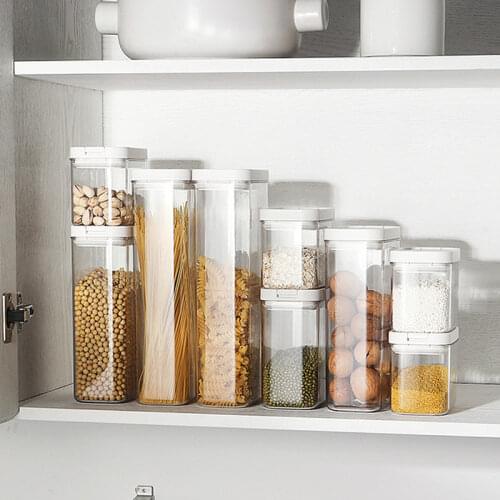 500-1800ml Transparent Airtight Storage Box Kitchen Leak-Proof Food Storage Container Multigrain Sealed Cans With Lids Plastic