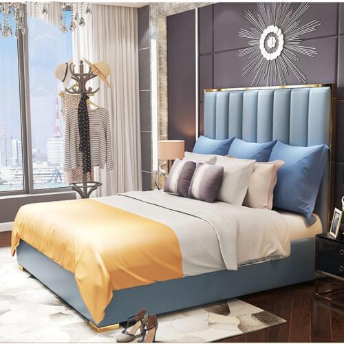 Karois 002 Post Modern Light Luxury Leather Bed European Double Leather Art Master Bedroom Customization