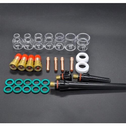31pcs/set Welding Torch Gas Lens #4#5#6#7#8 Cup Kit For Tig Wp-17/18/26 Torch Welding Accessories