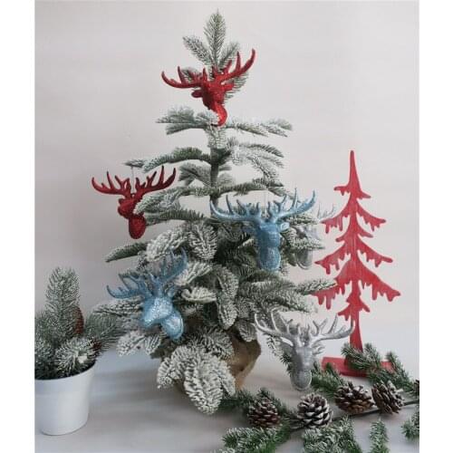 Christmas tree pendant Christmas supplies gold silver red glitter Christmas antlers pendant Christmas deer head ornaments