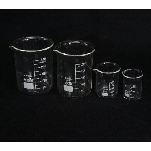 Capacity 25/50/100/150/200/250/300/400/500ml Borosilicate Glass Low Form Beaker Chemistry Laboratory