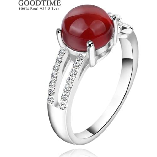 Fashion Silver 925 Jewelry 100% Pure 925 Sterling Silver Carnelian Ring Engagement Zirconia Wedding Rings For Women