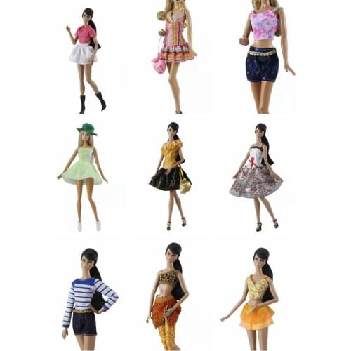 Fashion 1/6 BJD Doll Clothes Set for Barbie Clothes Casual Wears Bag Shirt Skirt Doll Dress Outfits 11.5" Dollhouse Accessories