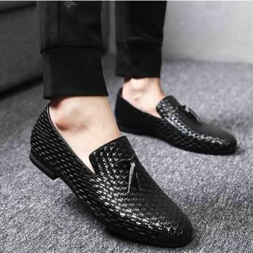 Men Weave Driving Moccasins Comfortable Slip on Loafer Shoes Men Casual shoes Leather Loafers Office Shoes big size