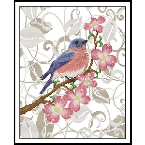 Three Birds on Branches Animal Patterns Needlework DIY 14CT 11CT Cross Stitch Sets for Embroidery Kit DMC Counted Printed Canvas