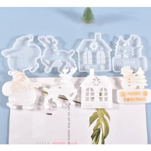 Love Hope Christmas Tree Santa Claus Deer Shaped Silicone UV Resin Mold Jewelry Accessoires DIY Jewelry Tools