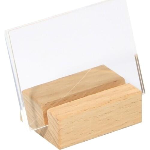 Slope 90*60mm Sign Holder Frame Wooden Table Photo Stand Name Card Tag Oblique Plane Desk Display Rack