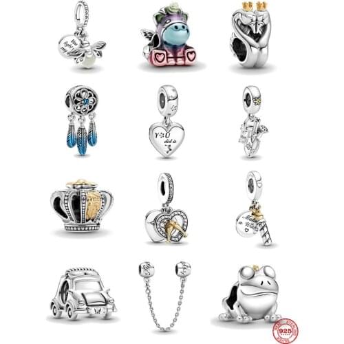 New Glow-in-the-dark Firefly Dangle Blue Dreamcatcher bead Fit Original Pandora charms silver 925 Bracelet DIY Jewelry For Women