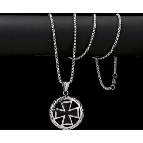 Brave Mens Iron Cross Necklace High Quality Stainless Steel Boy Pendant & Chain Fashion For Cool New Idea Design Prussian Medal