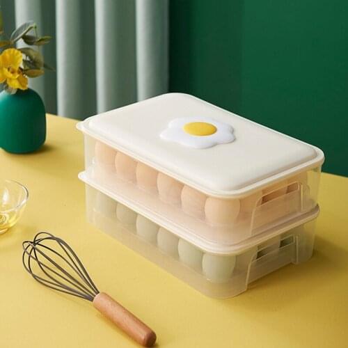 Clear Covered Egg Holders for Refrigerator Holder Tray Storage Box Dispenser Eggs Containers 24 Grids