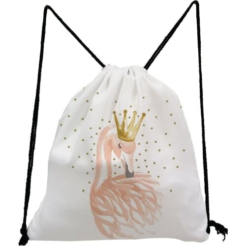 Swan Queen Printed Backpack Pretty Drawstring Bag Lovely Animal Travel Bag High Capacity Shoe Bag to School Portable Storage Bag