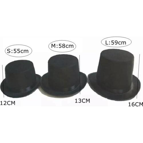Black Top Hats Magician Performed Hat Jazz Stage Performances for Women Men Party Fedora Hat