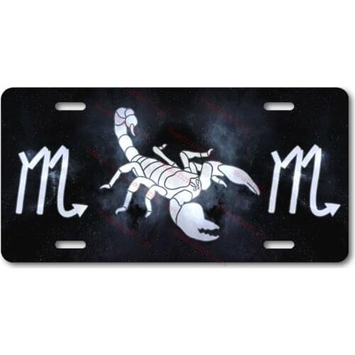 Scorpio Zodiac Astrology License Plate Car Pub Bar Decoration Tin Sign Shabby Chic Home Decor Plaque Wall Art Man Cave