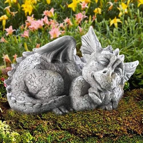 Dragon Sculpture Multi-use Handmade Resin Garden Excellent Workmanship Dragon Home Retro Oranments Decoration Flowerbed Decor
