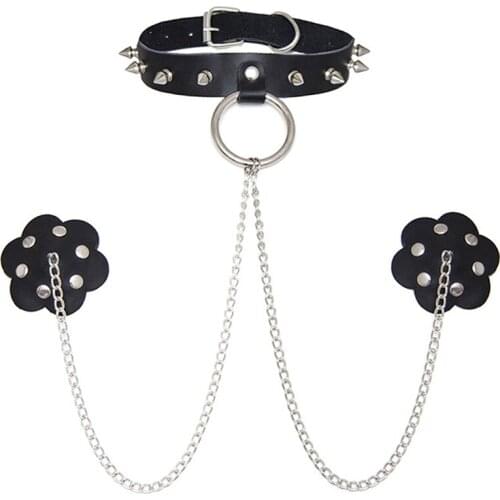 Sexy Fantaisie Collar Pasties Self Adhesive Nipple Cover Chain Breast Petals Fetish Boob Tepel Cover Sticker Bra Accessories