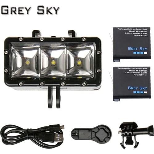 Go Pro 30m Diving LED Flash Light Underwater lamp (2x GoPro 4 Battery) For GoPro Hero 5 3+4 4S XiaoMi yi 4K SJCAM Accessory