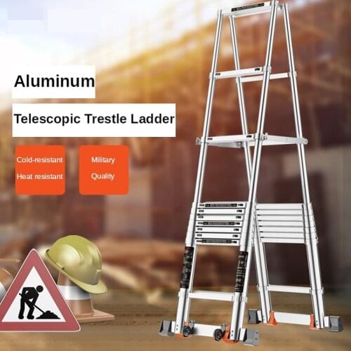 All aluminum alloy telescopic ladder thickened folding herringbone ladder household lifting stairs engineering ladder portable