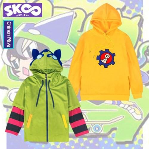 Anime SK8 the Infinity Cosplay Chinen Miya Hoodie Zip-up jacket Sweatshirt Coat Miya Chinen Costume Long Sleeve Jacket Unisex