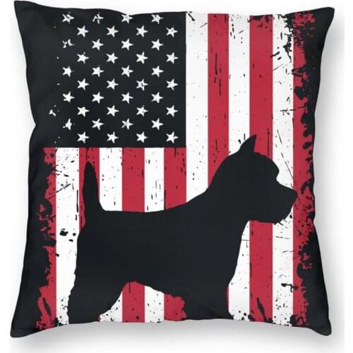Westie West Highland White Terrier Dog USA Flag Throw Pillow Cover Polyester Cushions for Sofa Casual Cushion Covers